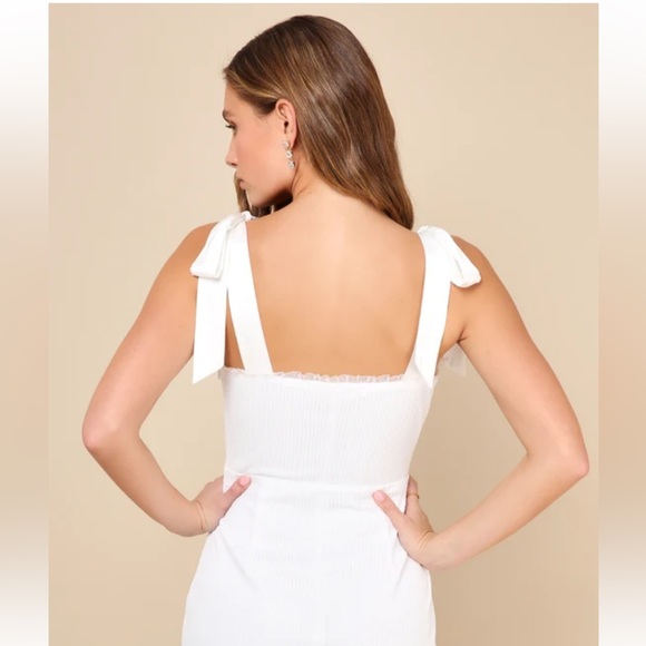 Lulus NWT Glowing Intentions White Sequin Bustier Tie-strap Mini Dress - Size S - Picture 2 of 15